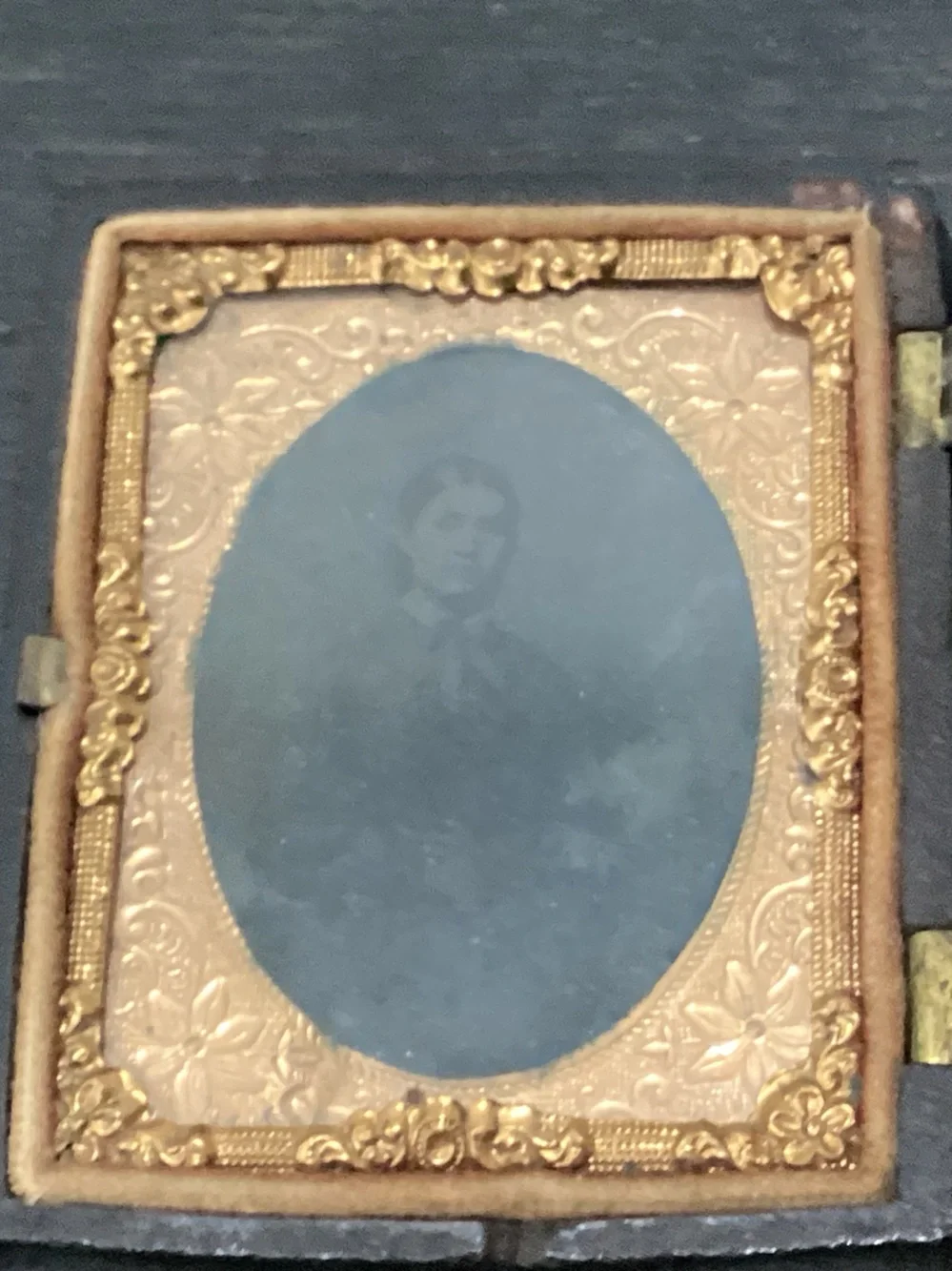 Antique Thermoplastic Case, Union Case Woman in the Photo.  Case deeply